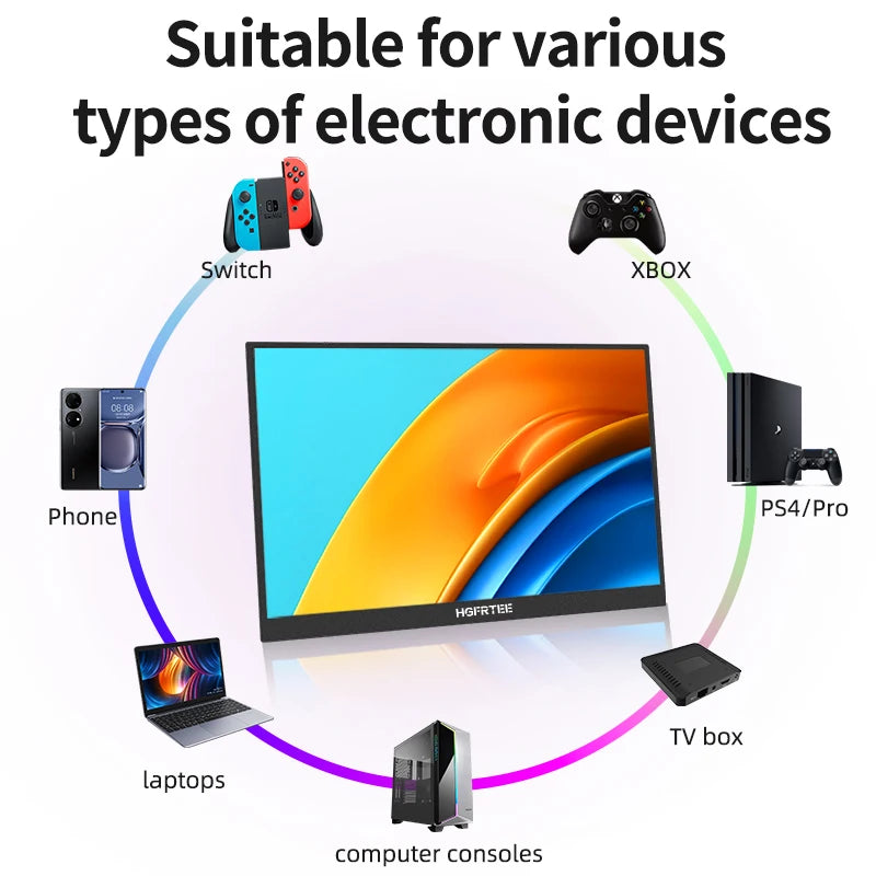 HGFRTEE 14.1inch Portable Monitor Touch Screen 400cd/m² Laptop Second Screen Dispaly HDMI-Compatible For Switch PS4/5