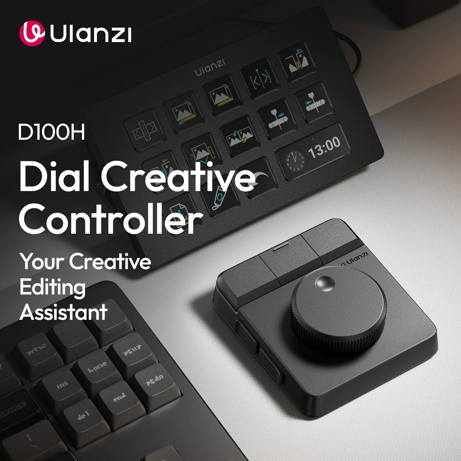 Ulanzi D100H Dial Creative Controller Wireless Buletooth for Video Photo Editing Dial Intelligent Studio RGB Keypad Controller