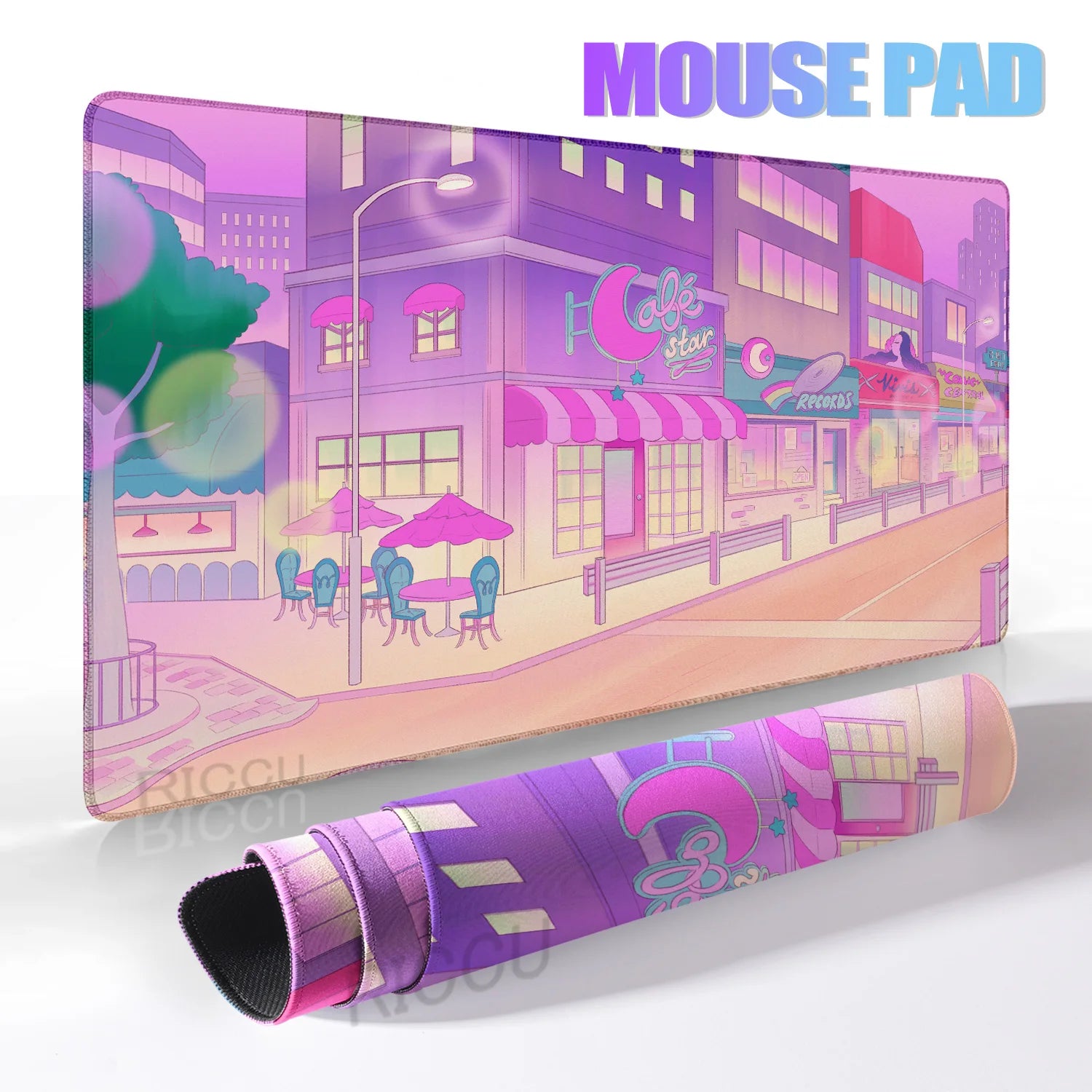 Pink Moon big Mousepad Anime Mouse Pads Gaming Mouse Pad Cartoon Non-Slip Deskmat Keyboard Mat Desk Protector Pc Accessories