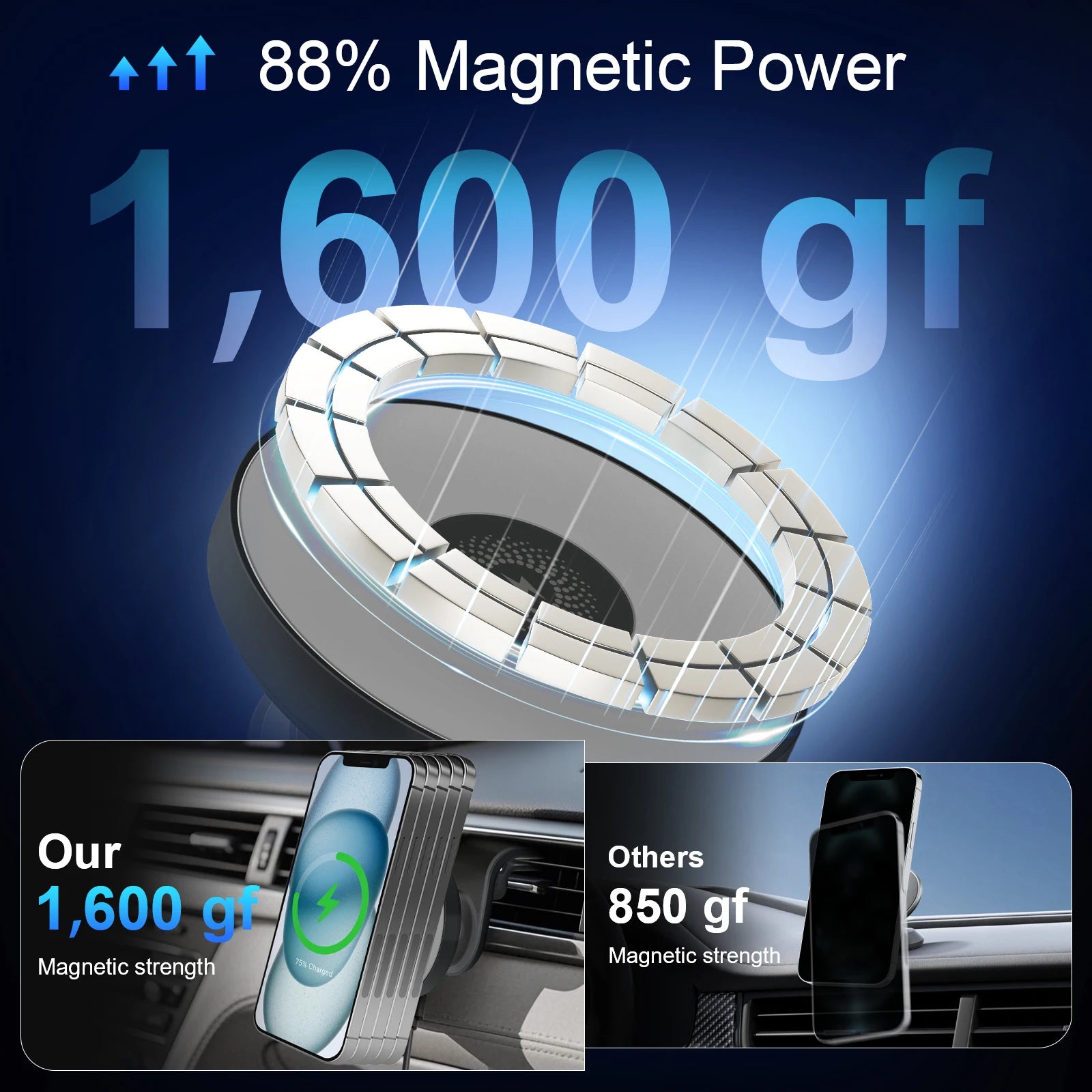 Magnet Wireless Car Charger 15W Fast Charging Dock Station Car Mount Phone Holder Air Vent for iPhone 17 16 15 14 13 Pro Max