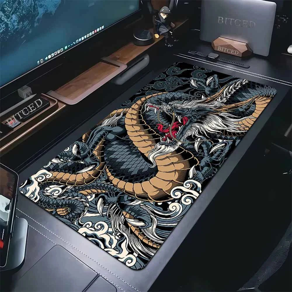 Large Gaming Mousepads Black and White Dragon Mouse Pad Computer Mousepad 90x40cm Desk Mouse Mat For PC Keyboard Mats Table Rug