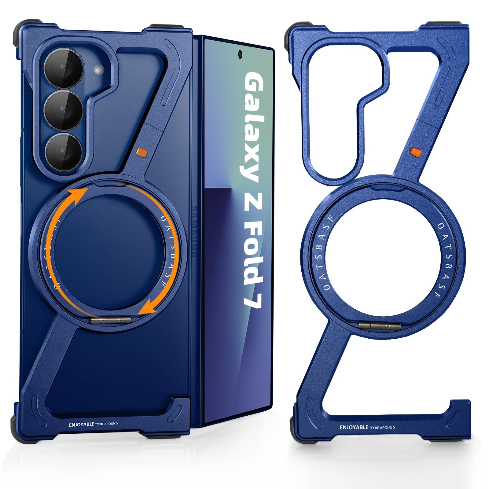 Eary Frame Case for Samsung Galaxy Z Fold 7 for Magsafe 360°Rotation Magnetic Stand Metal Phone Case Shockproof Protector Cover