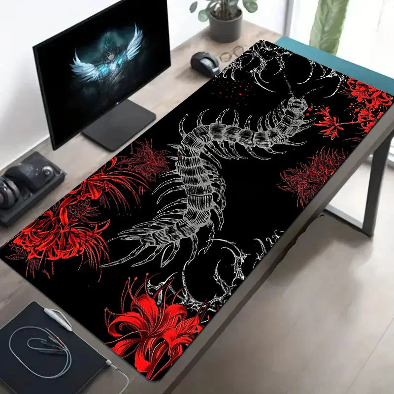 Anime Black Centipede XXL Gaming Mouse Pad Non-slip Stitched Edge Large Desk Mat Keyboard Carpet For Gamer Laptop Desktop