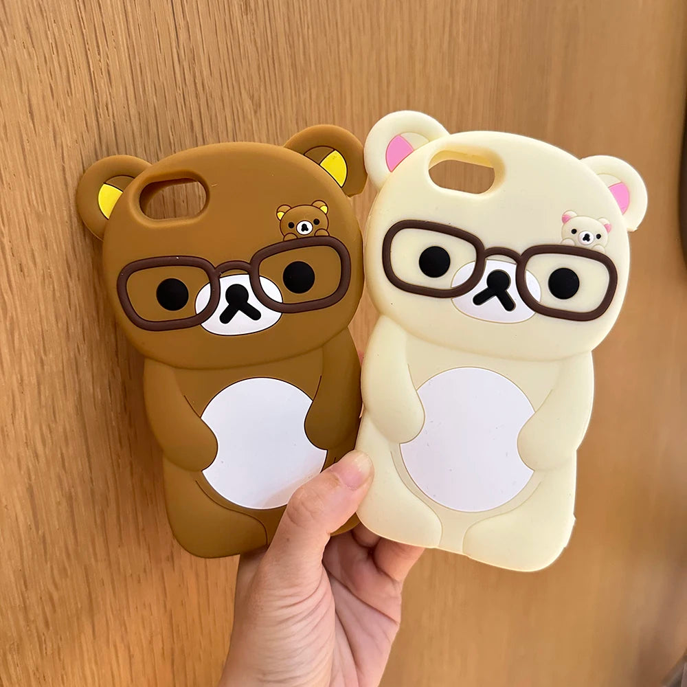 For iPhone 17 Pro 4 4S 5 5S 6 16 Pro Max 15 14 Plus 13 12 11 7 8 SE Rilakkuma Bear Chocolate Cartoon Soft Silicon Phone Case