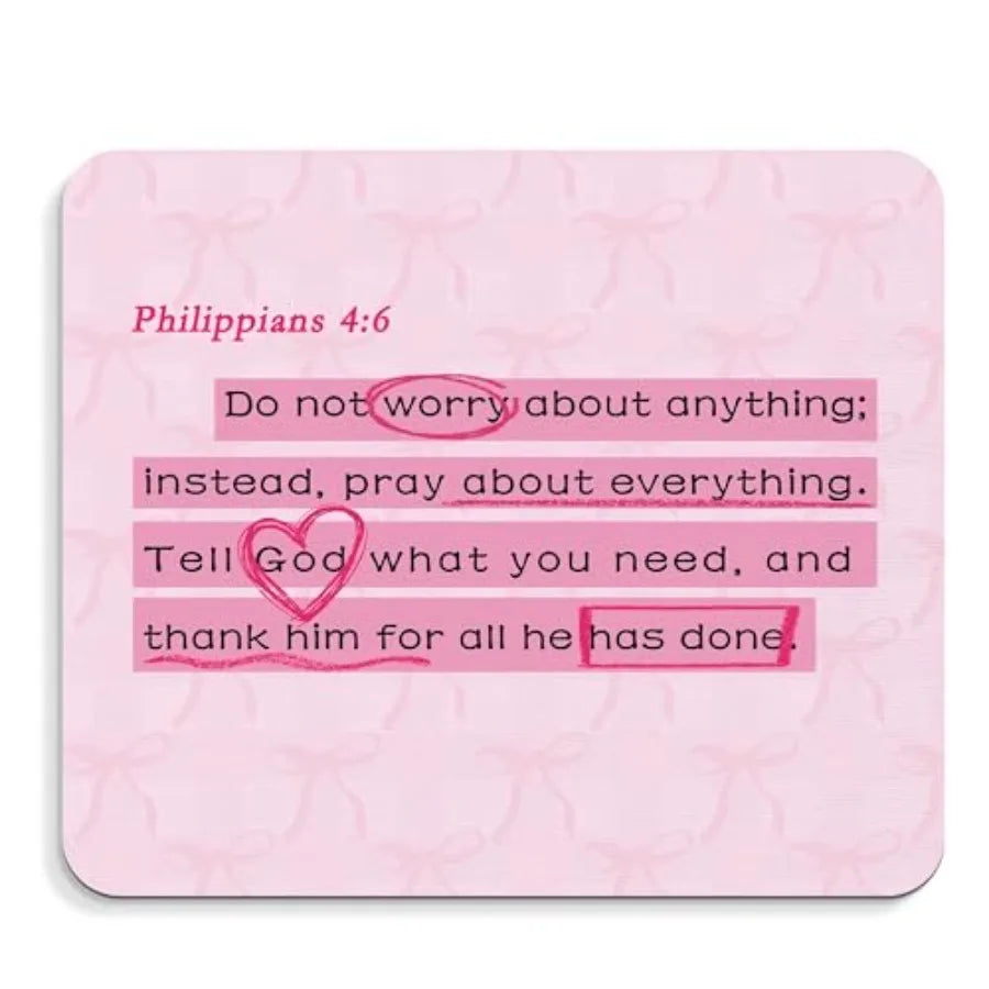 Motivational Bible Verse Decor Mouse Pad - Inspirational Christian Office Desk Mousepad, Positive Bible Verse Decor, Inspiratio