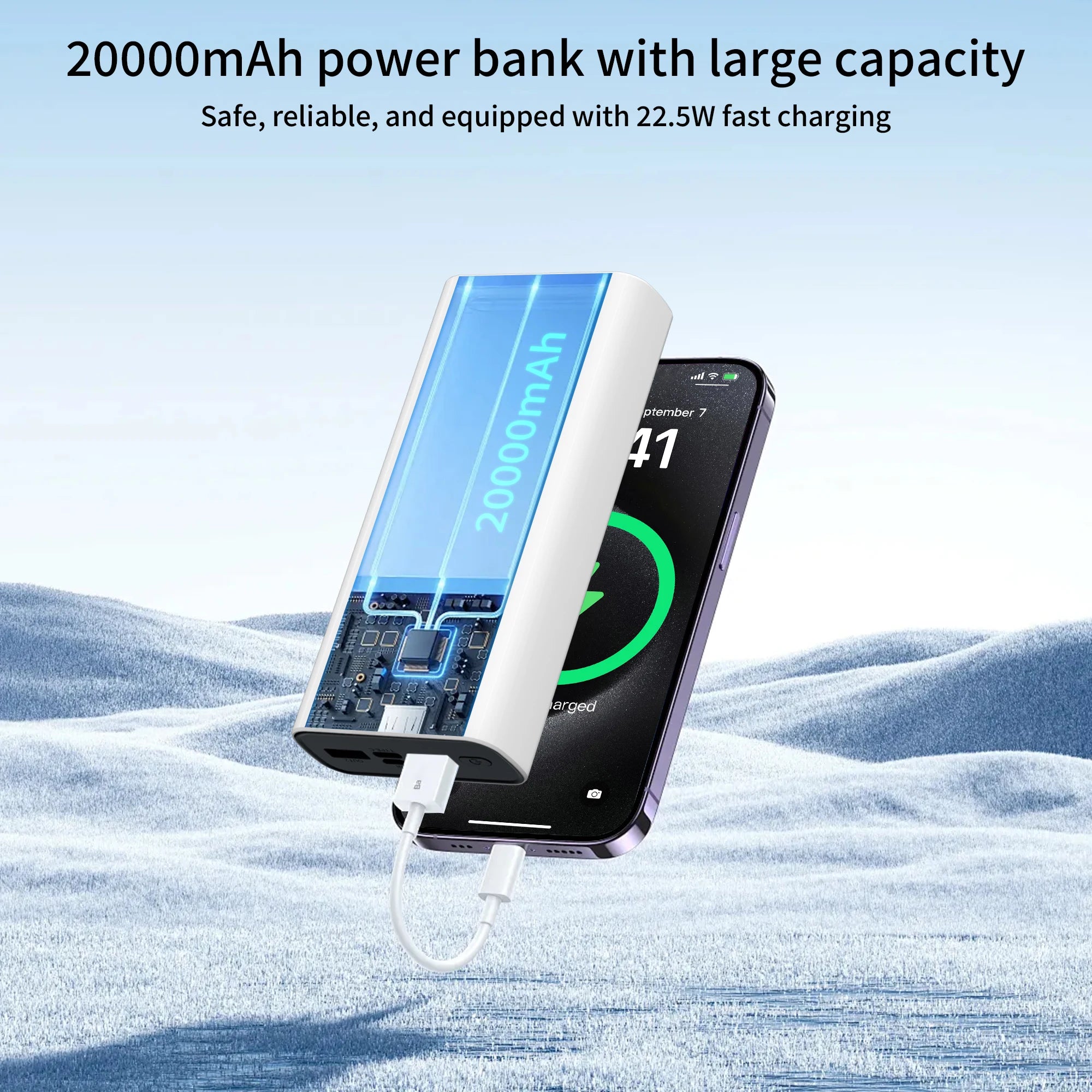 FUNNY PANDA 20000mAh Power Bank 22.5W PD Super Fast Charging Two-Way Fast Charge Smart Digital Display Airplane Approved Large Capacity Portable Charger USB C Compatible with iPhone Samsung Android Phone Tablet