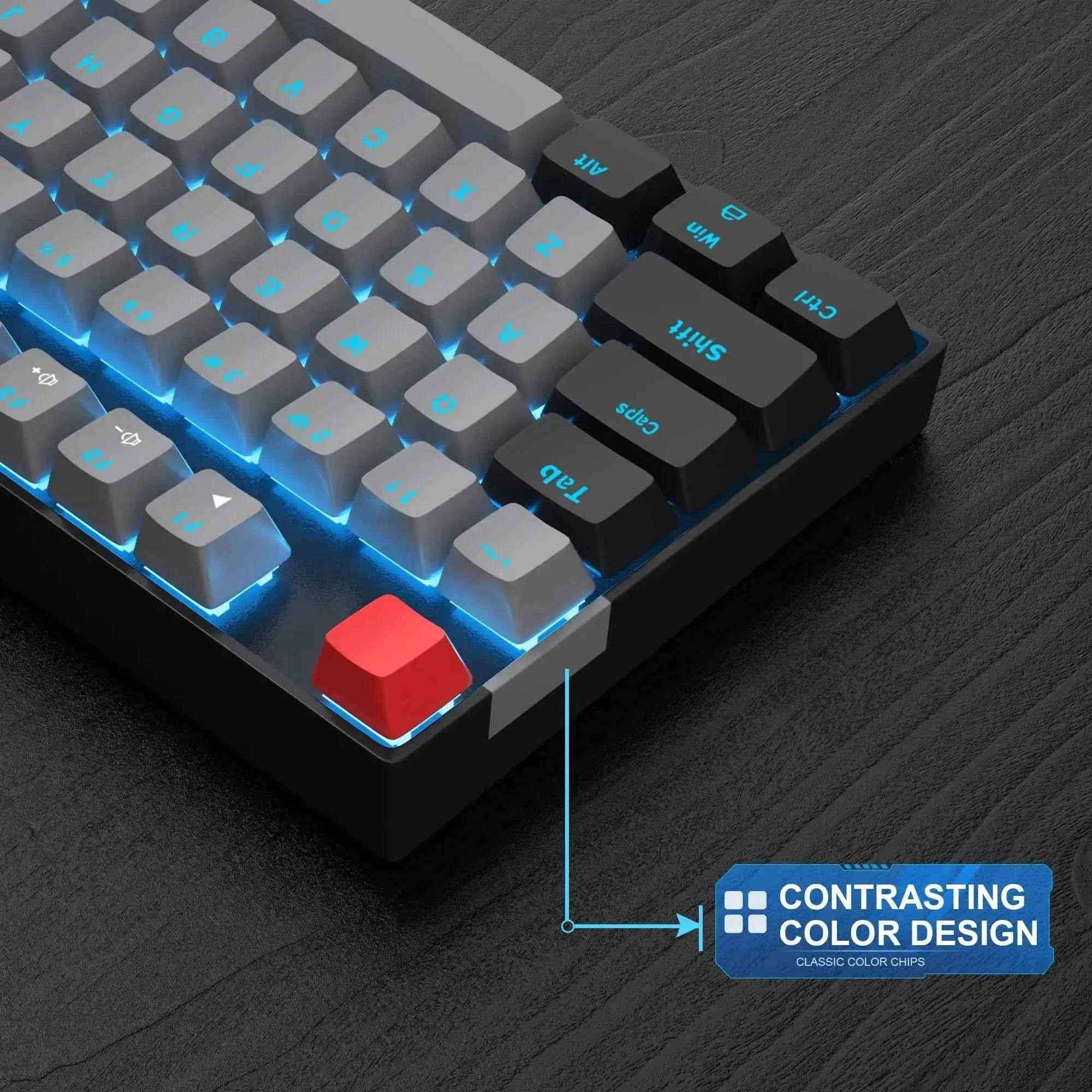 MageGee 75% Mechanical Gaming Keyboard, Blue Switch, LED Blue Backlit, 87 Keys Compact TKL Wired Keyboards for Windows Laptop PC