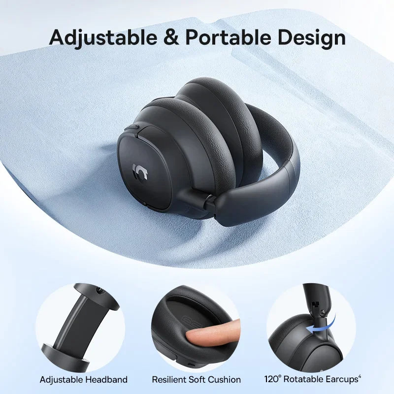 Baseus EH10 NC ANC Wireless Headphones 45dB Adaptive Hybrid Noise Cancelling Headsets Hi-Res LDAC Headphone Bluetooth 6.0 80Hrs