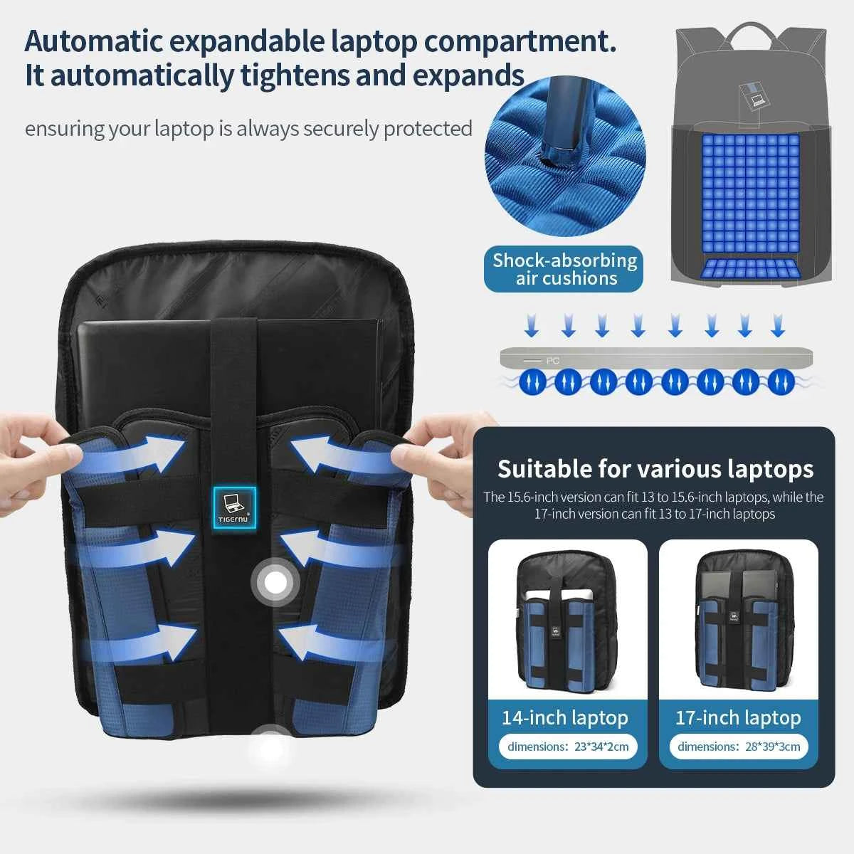 Tigernu Travel Backpacks For Men 14 15.6 17inch Laptop Backpacks Business Backpack Bags For Travel Backpacks Schoolbag knapsack