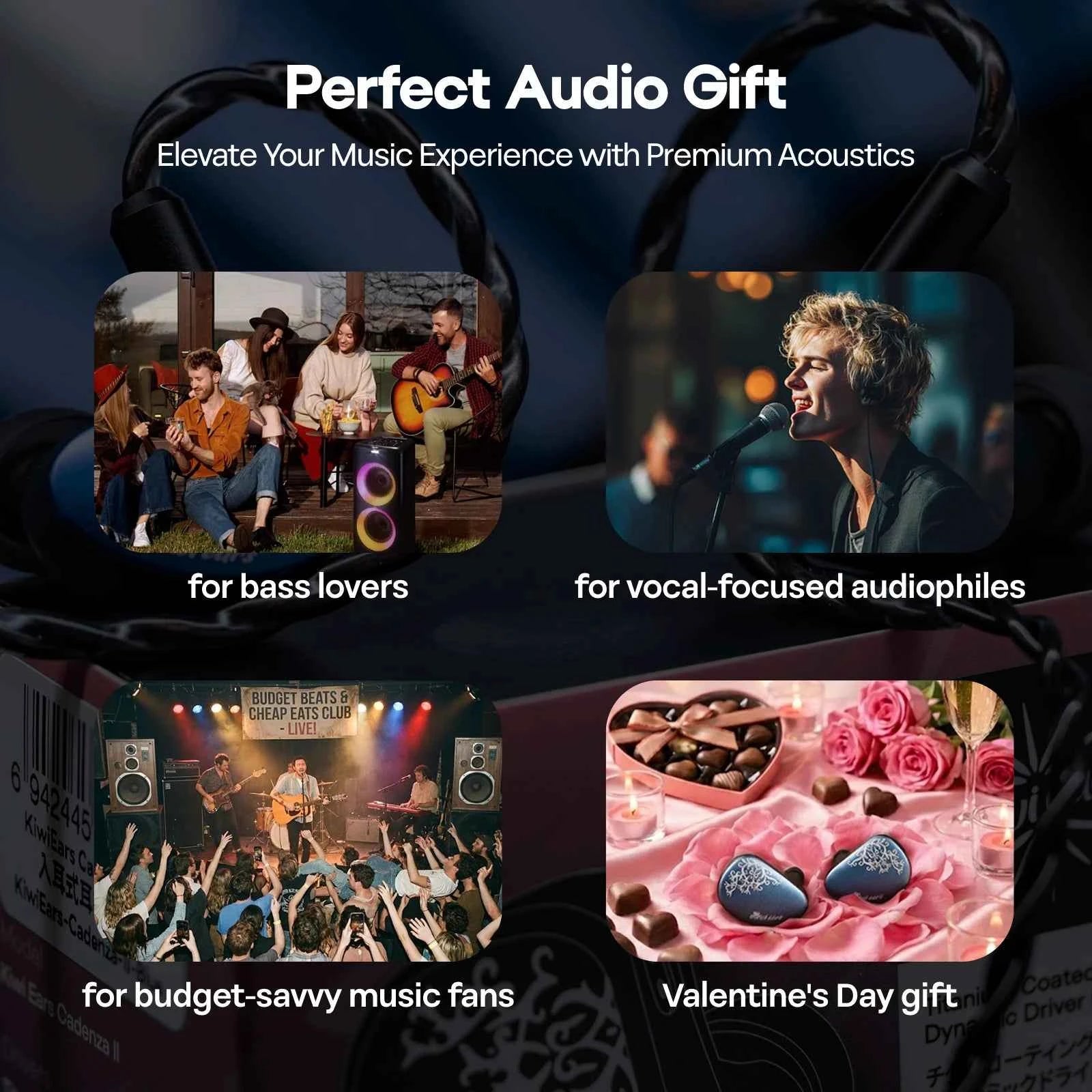 Linsoul Kiwi Ears Cadenza II IEM 10mm Titanium DD with KARS 2.0 Premium Construction Hifi Earphones & High-Quality Cable