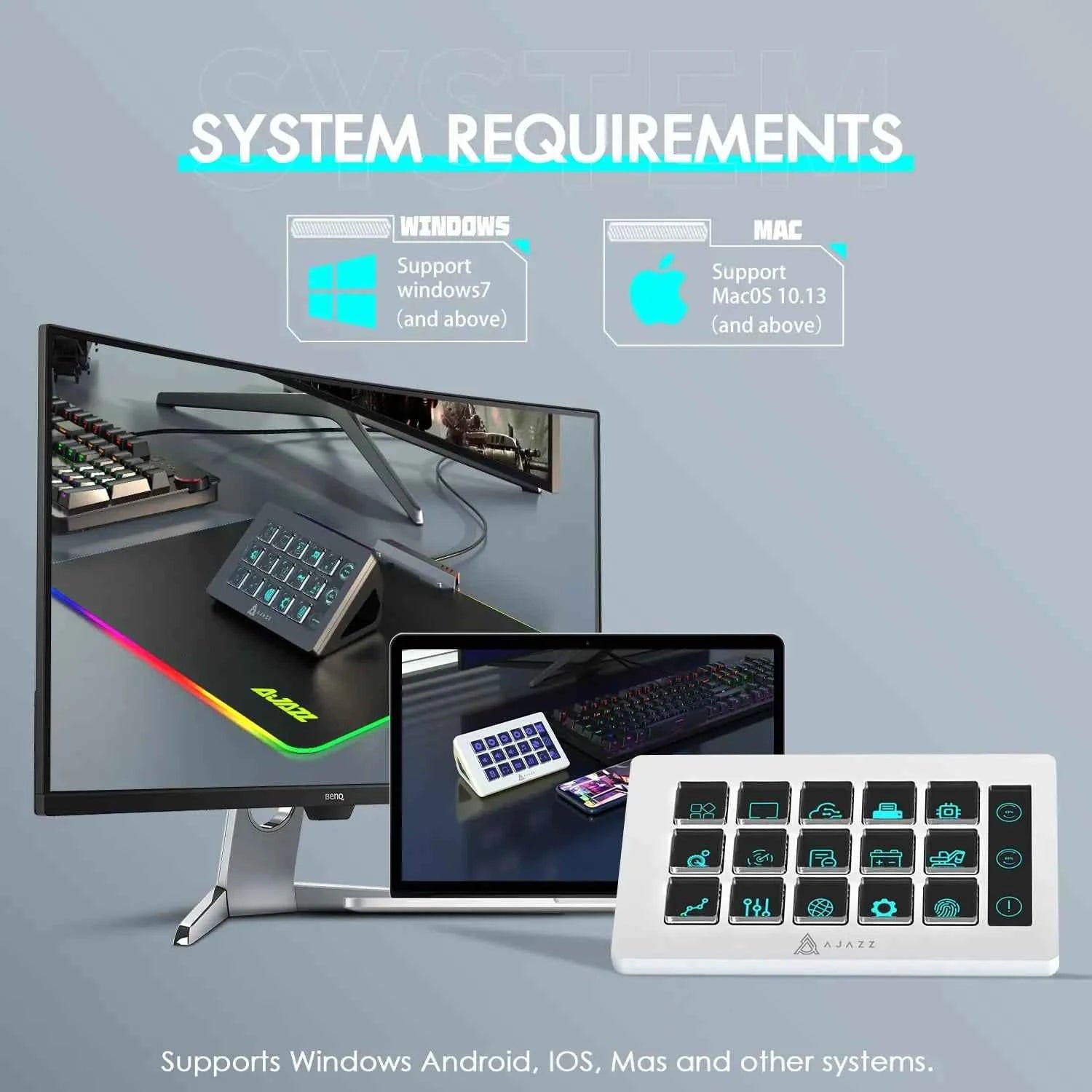 ATTACK SHARK x AJAZZ AKP153 STREAM DECK 15 Customisable Buttons Stream Deck With Versatile Side Screen