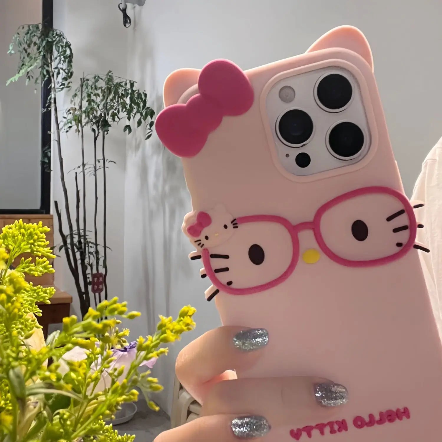 Sanrio 3D Cartoon Glasses Hello Kitty Phone Case For iPhone 17 Promax 16 15 14 13 12 Pro Max 11 So Cute Y2K Soft Silicone Cover