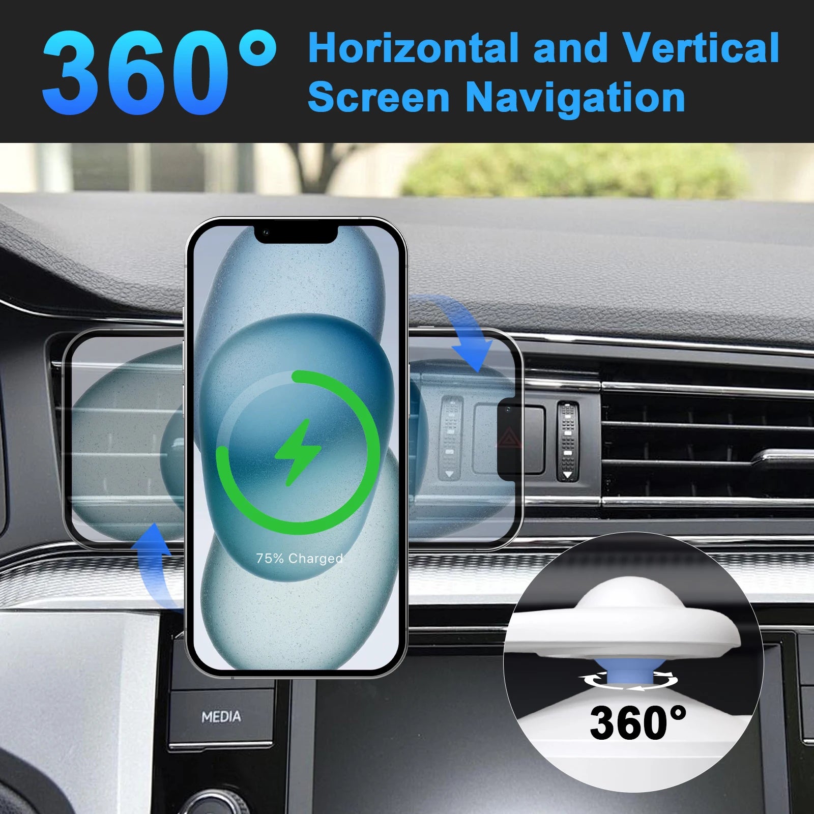 Magnet Wireless Car Charger 15W Fast Charging Dock Station Car Mount Phone Holder Air Vent for iPhone 17 16 15 14 13 Pro Max