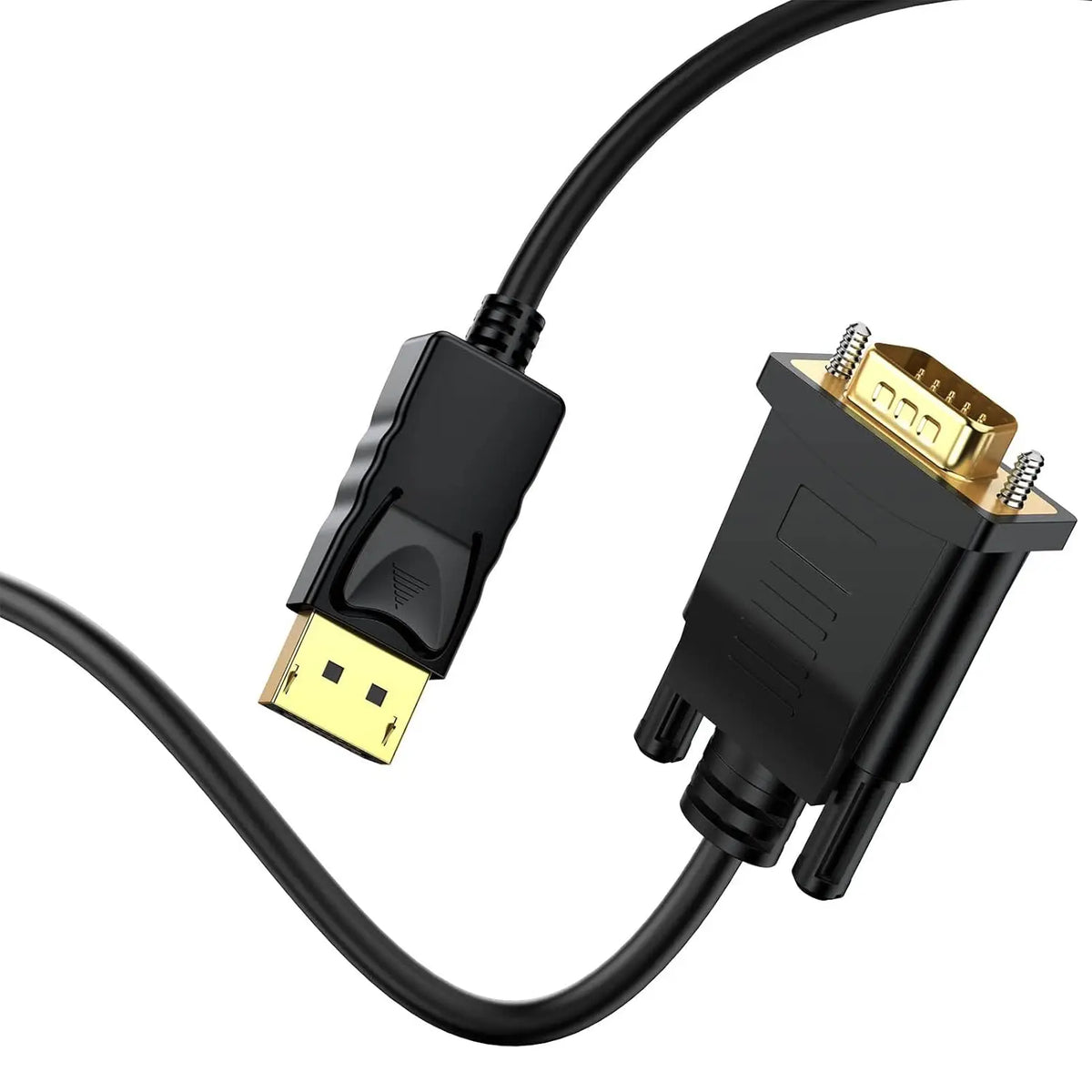 DisplayPort to VGA Cable 6FT/1.8M,Gold Plated DP Male to VGA Male Adapter 1080P@60Hz for Laptop, PC, Monitor, TV, Projector