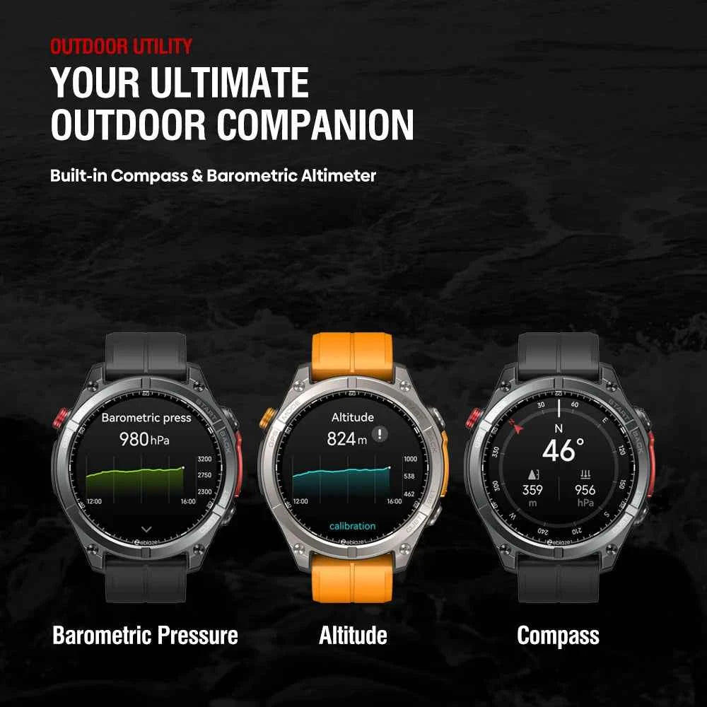 NEW Zeblaze Stratos 4 GPS Smart Watch 1.43 AMOLED Display Built-in Compass Barometric Altimeter Flashlight Voice Call Smartwatch