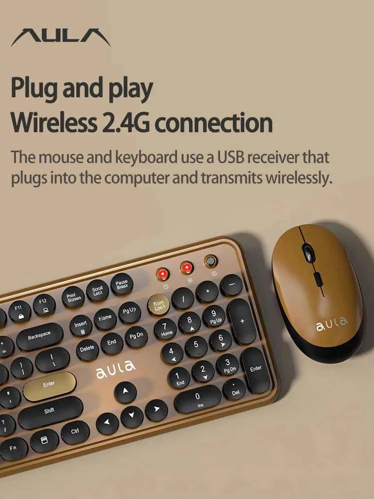 AULA AC306 Wireless keyboard and mouse set Mechanical feel Quiet office soft - sound keys Floating round - key design