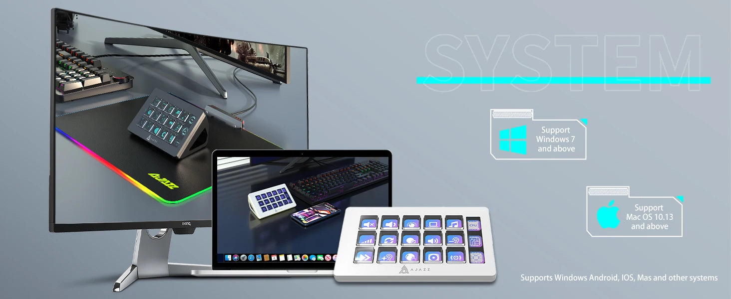 ATTACK SHARK x AJAZZ AKP153 STREAM DECK 15 Customisable Buttons Stream Deck With Versatile Side Screen