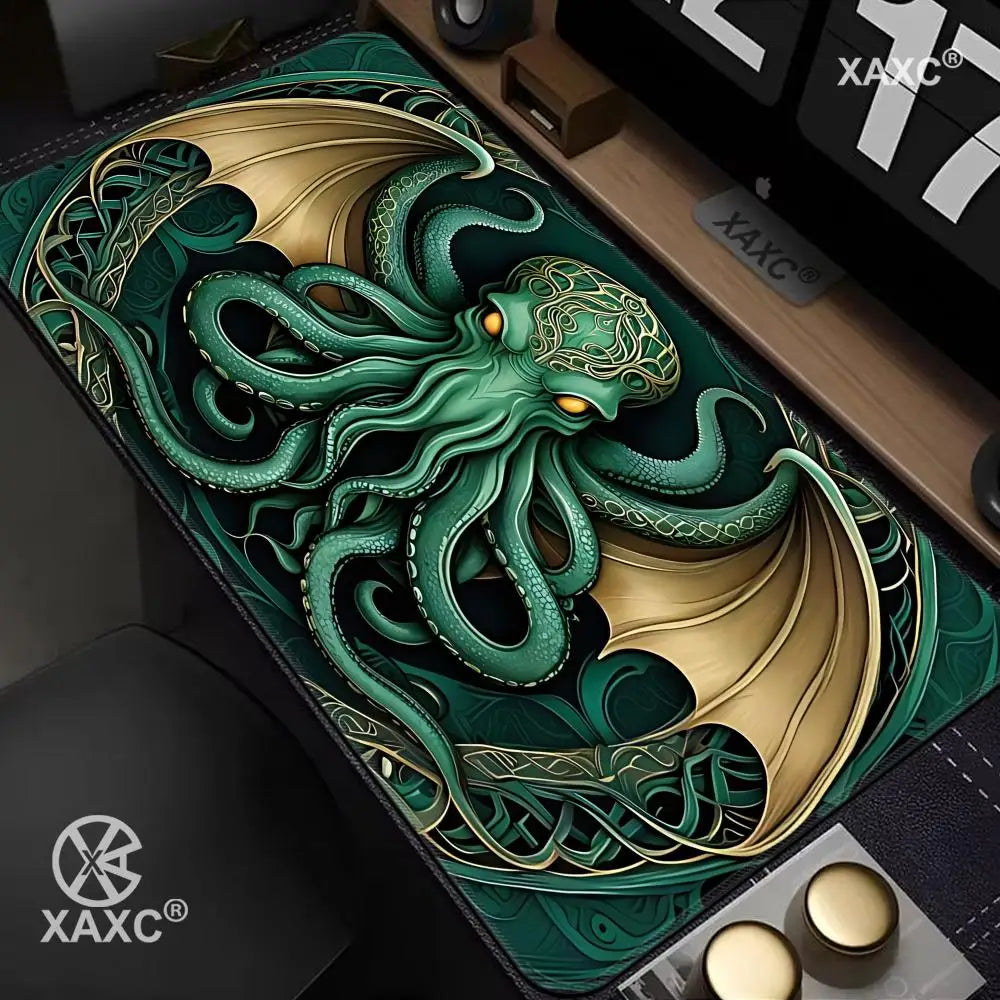 Cthulhu Green Octopus Mouse Pad Large Rubber Anti-slip PC Desk Accessories for Office and Gamer Keyboard Mats Decor Mat HYBXXC