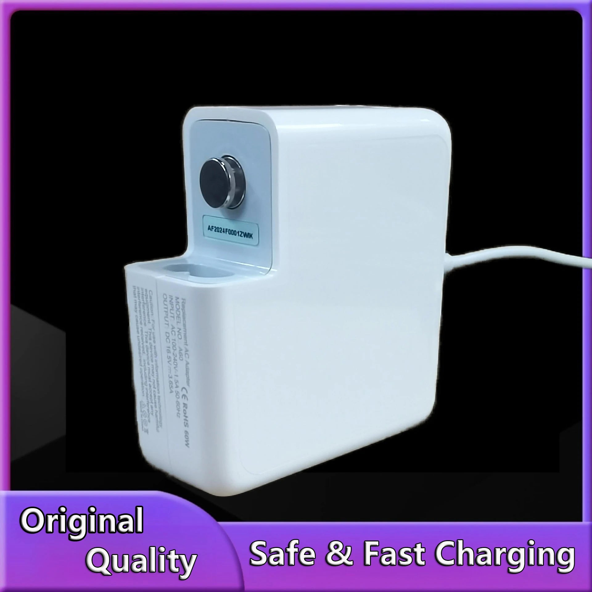85W Magsaf 1 L Magnetic Charging Power Adapter for MacBook Air/Pro Series：A1286，A1297，A1343，A1175，A1222，A1290，A1260，A1229 etc.