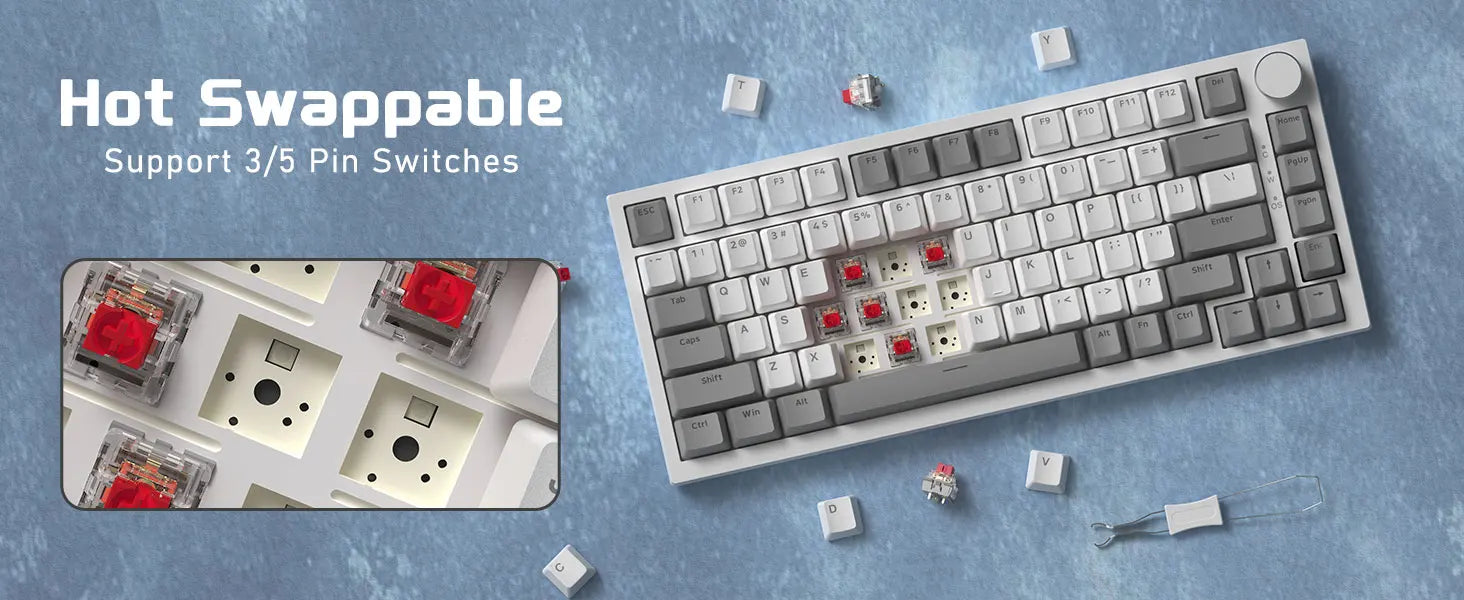AJAZZ AK820 Wired With Rotary Volume Buttons Hot-Swappable Keys For Office AndHome Mechanical Keyboards DIY