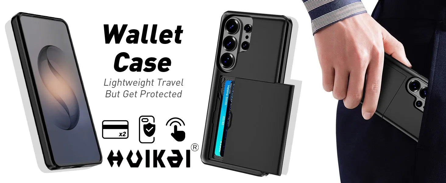 Wallet Card Holder Case For Samsung Galaxy S26 Ultra S25 S24 S23 S25 FE S22 Slide Slot Slim Hard PC Heavy Duty Protective Covers