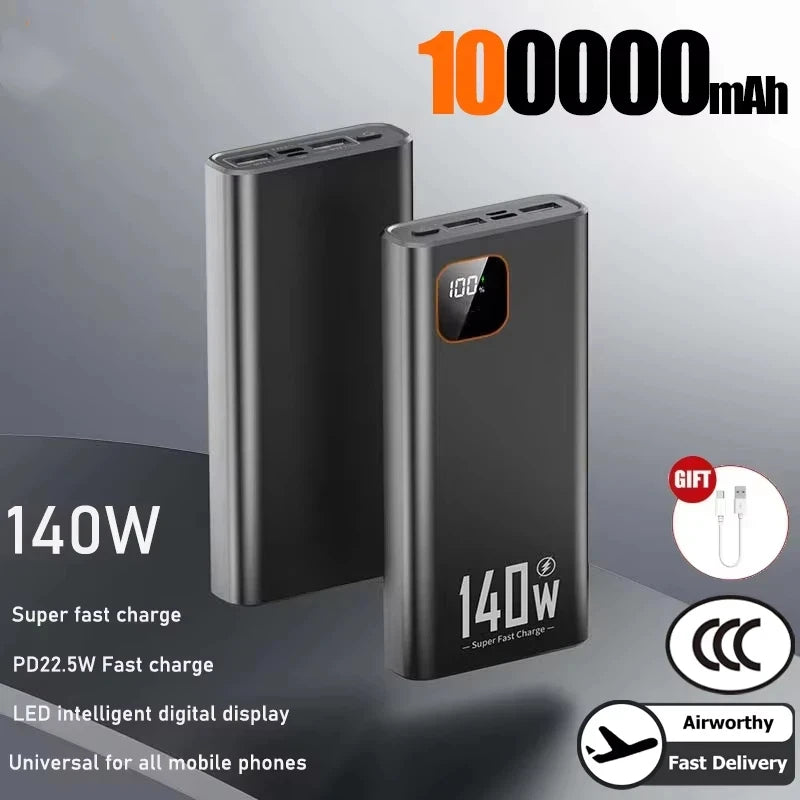 Lenovo 140W 500000mAh Ultra Capacity Junp Starter Super Fast Charging CCC Portable Battery Charger For IPhone Samsung 2026 New