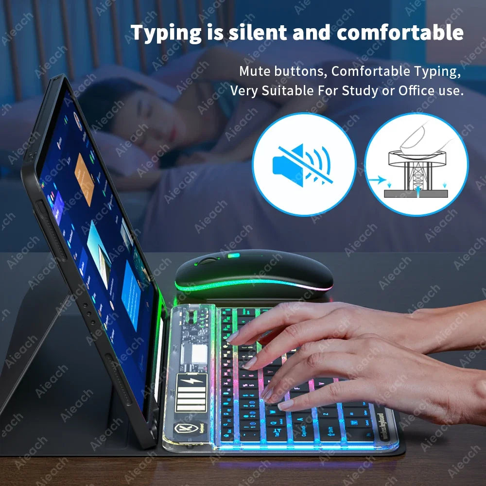 Transparency Bluetooth Keyboard For Tablet Phone Wireless Keyboard Korean Russian French Arabic Tablet for iPad Android