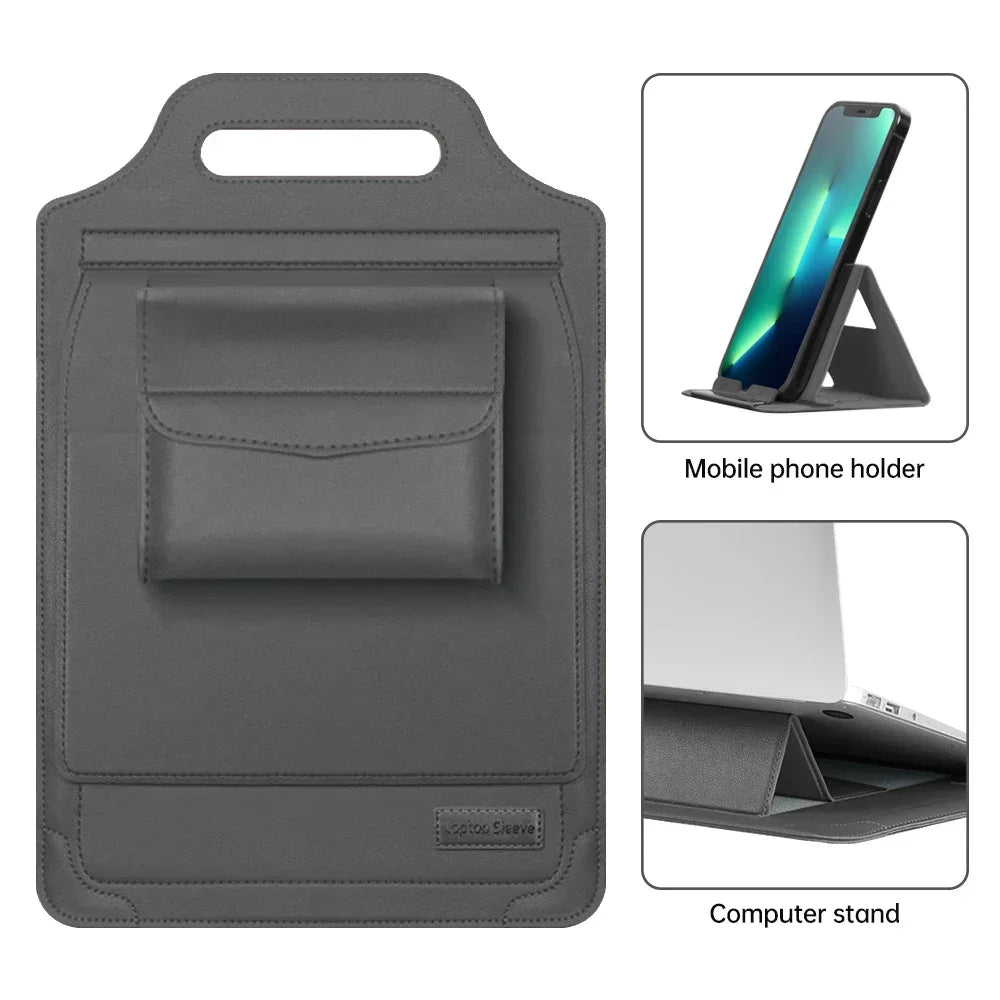 PU Leather Multi-functional Laptop Sleeve Bag Notebook Case for Macbook Air Pro 11 13 14 15 16 Pro Cover Accessories