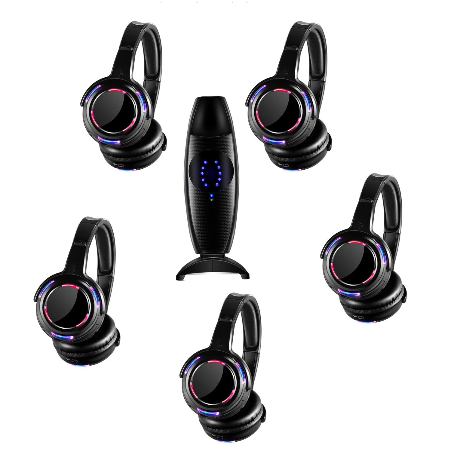 Silent Disco Headphones LED transmitter for Quiet Events,Party,Meeting,Yoga