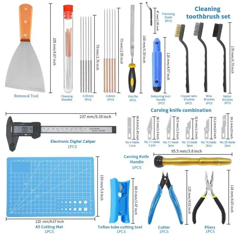 42 Pieces 3D Print Tool Kit Includes Debur Cleaning Removal Tools with Storage Bag 3D Printer Too l Sets for Laptop PC Cleaning