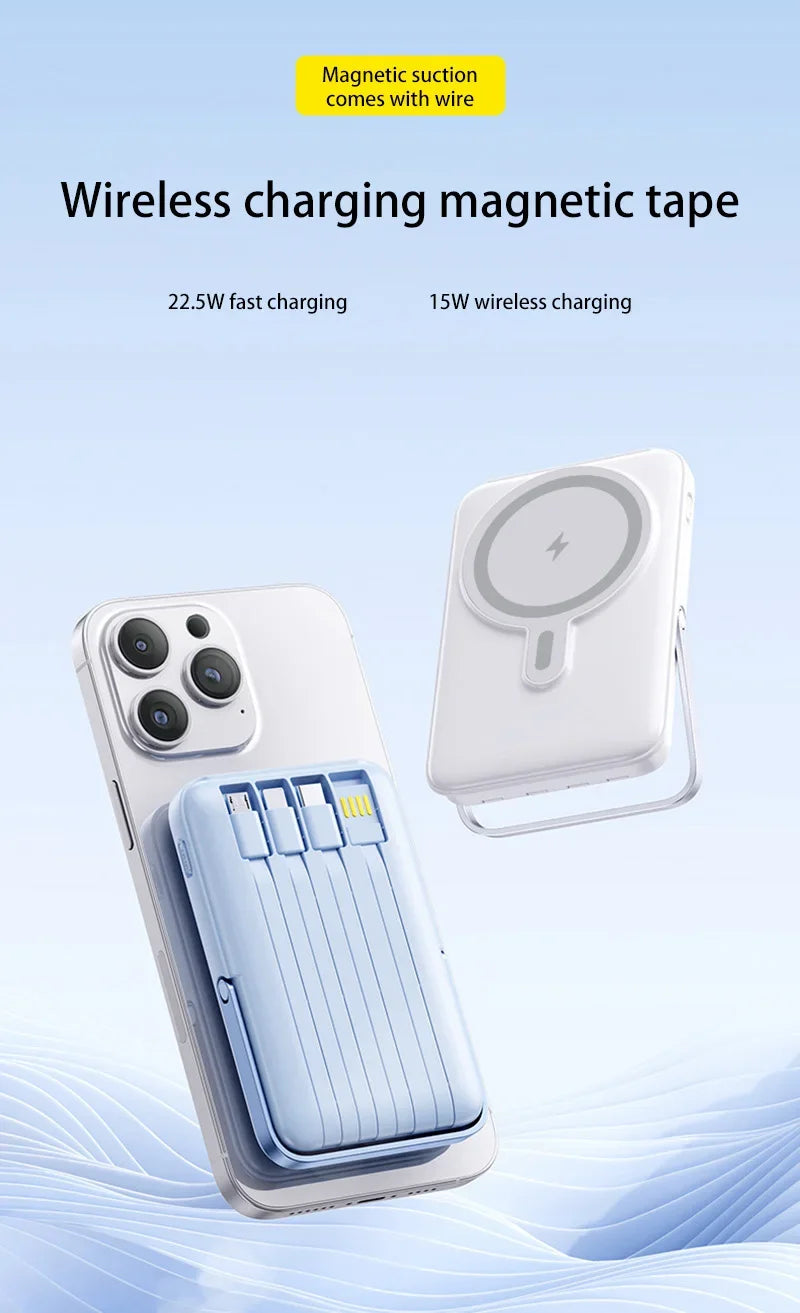 New 20000mAh Magnetic Wireless Power Bank with Cable Stand 22.5W Fast Charger for IPhone 17 16 15 14 13 Samsung Xiaomi Powerbank