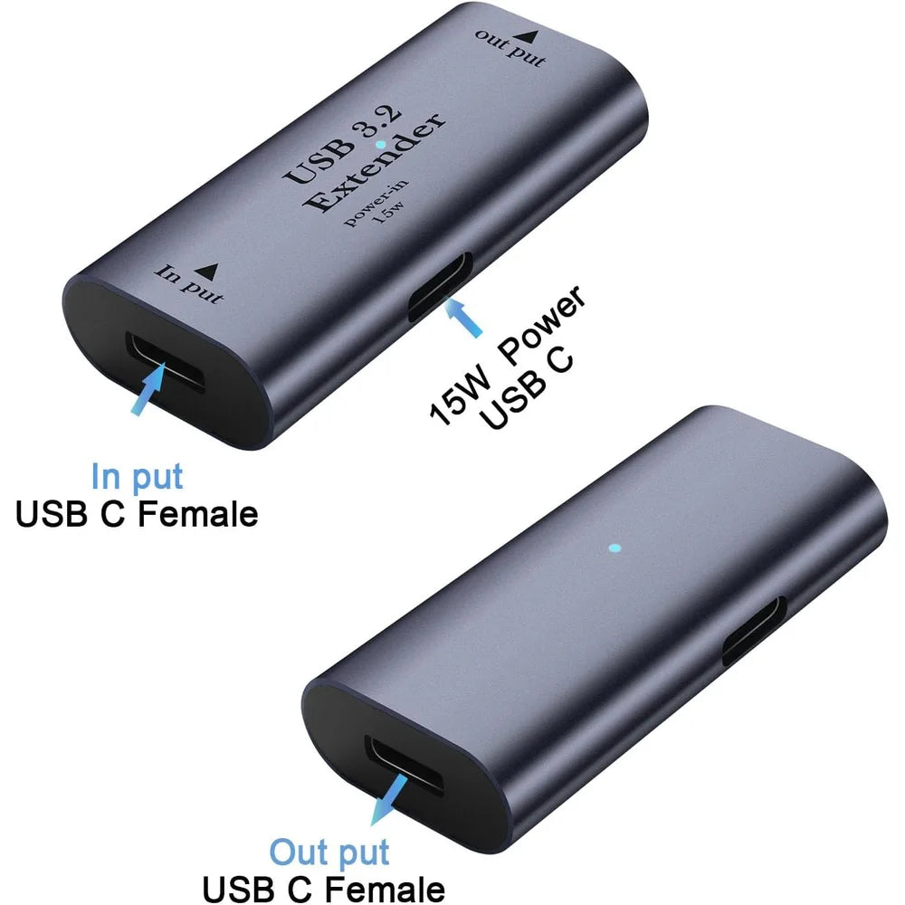 USB3.2 5Gbps 10m/33ft Long-Distance Data Extender Active Signal Amplifier Adapter with 5V/3A Power in, Compact Aluminum Design