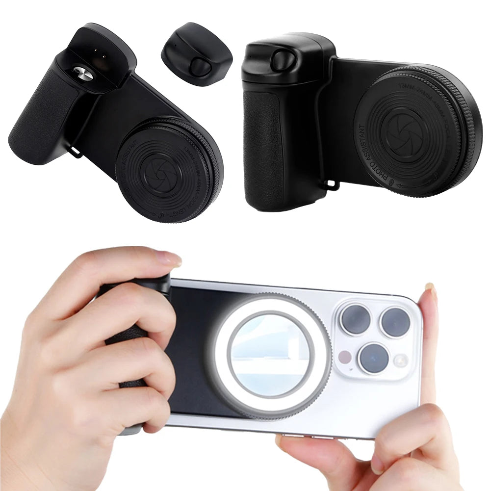 Magnetic Handle Grip With Fill Light For Magsafe Anti-Slip Smart Phone Bracket Camera Selfie Bluetooth Remote Shutter For iPhone