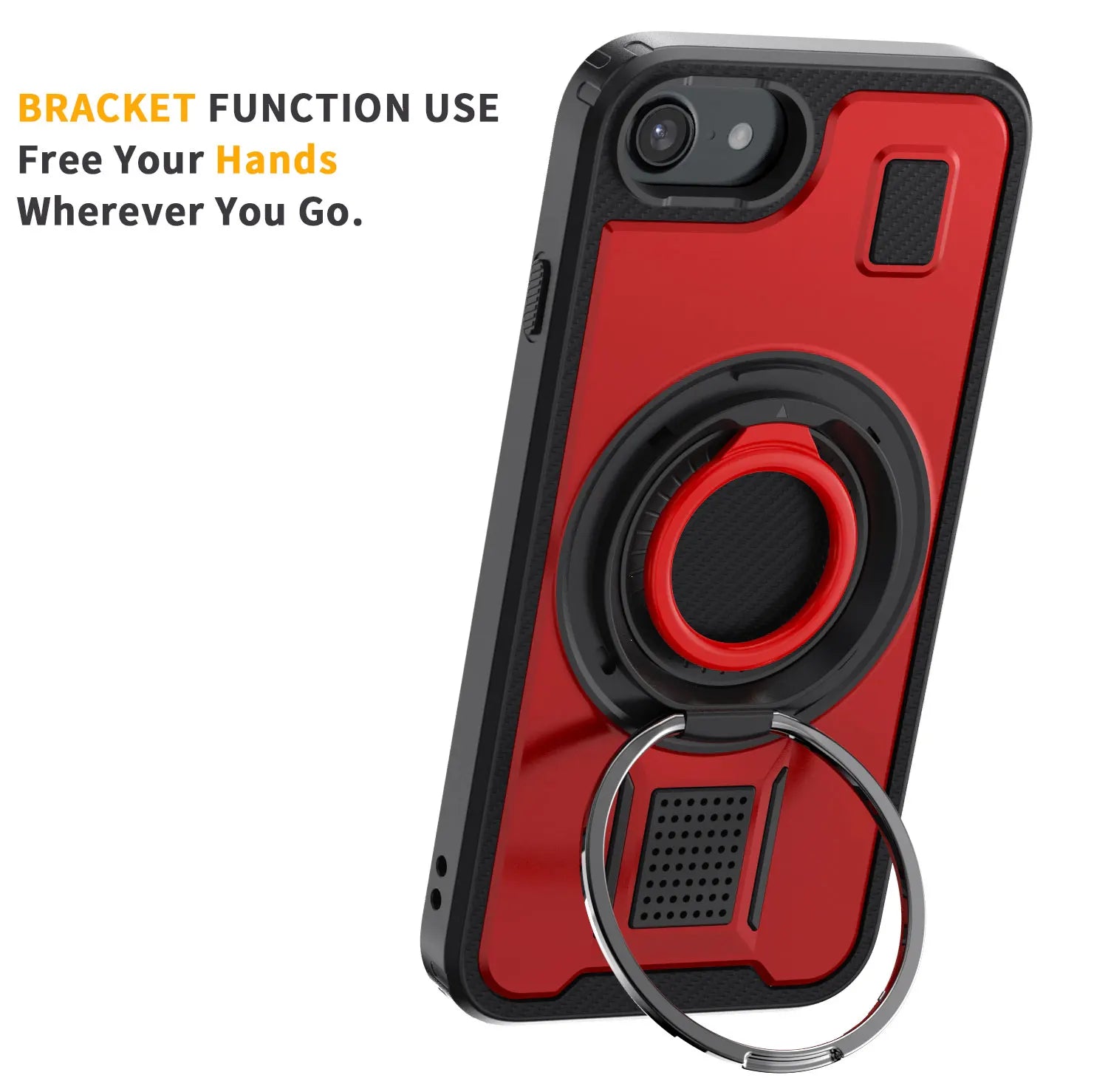 For iPhone SE 2020 iPhone SE 2022 SE 2nd 3rd Case Hybrid Shockproof Double Ring Kickstand Stand Rugged Phone Hard Slim Cover Red