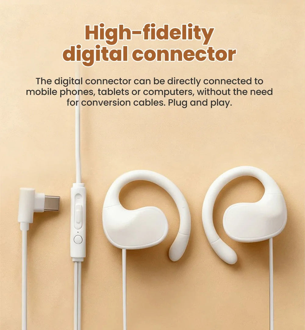 Type C Wired Over-Ear Headphones With Microphone for Music 3.5mm Digital Audio Headphones Not In-ear Type