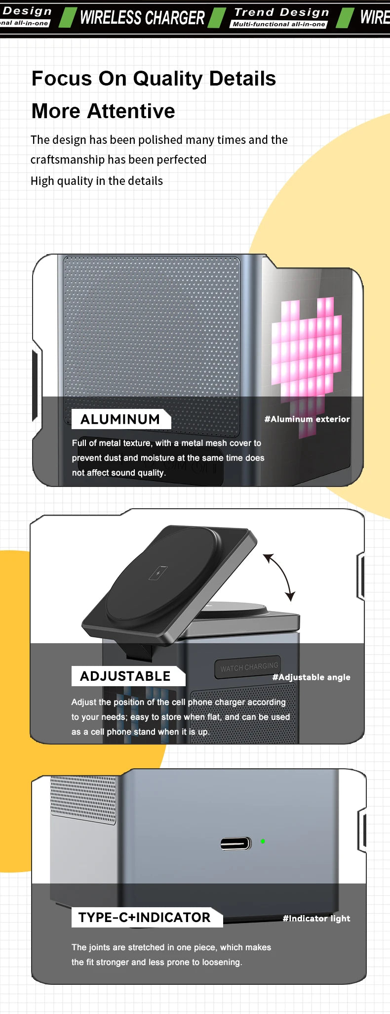 Qi2 3 in 1 Wireless Charger With Bluetooth Speaker For iPhone 17 16 15 14 13 12 Fast Charging Station For Apple Watch 10 9 8 7 6