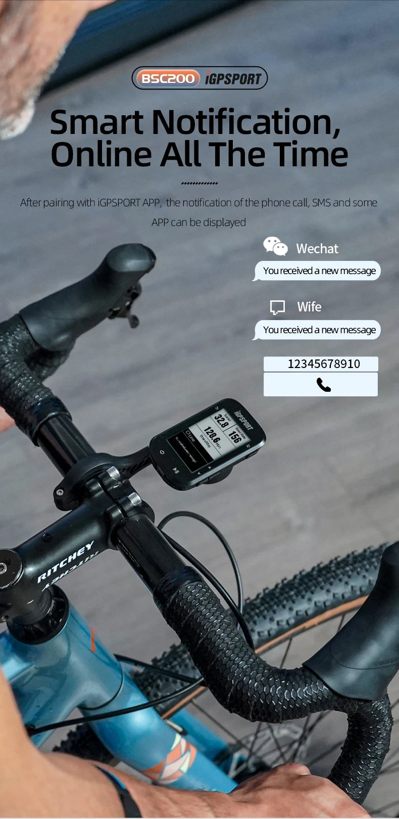 IGPSPORT BSC200 Bike GPS Computer Bike Computer Blue ANT 2.6 Inch Waterproof Wireless Bike Stopwatch Computer Power Meter