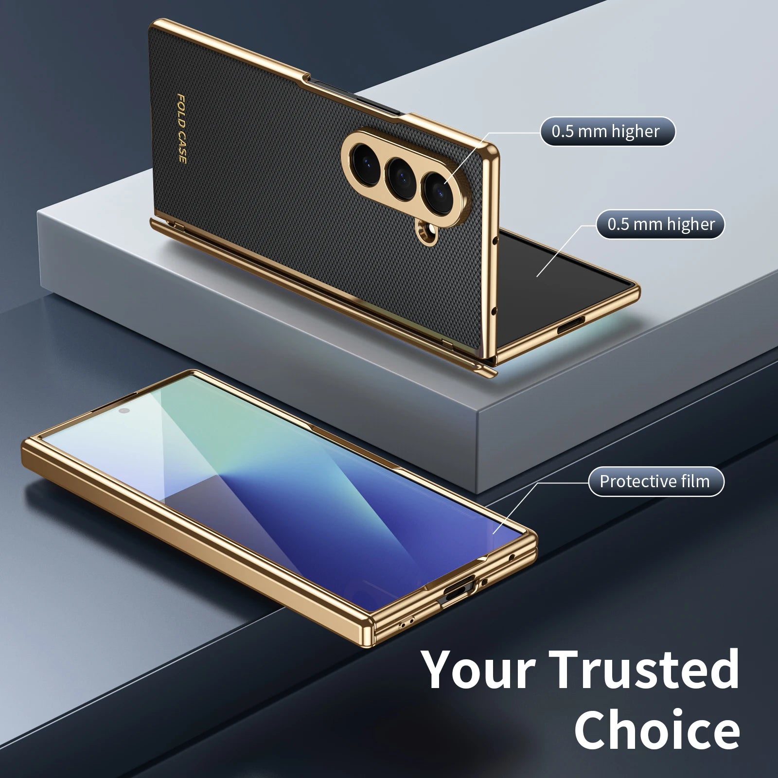 Case for Galaxy Z Fold 7/6/5/4 Phone Case With Screen Glass Film, Hinge Protector, Simple Solid Color Atmosphere Good Hand Feel