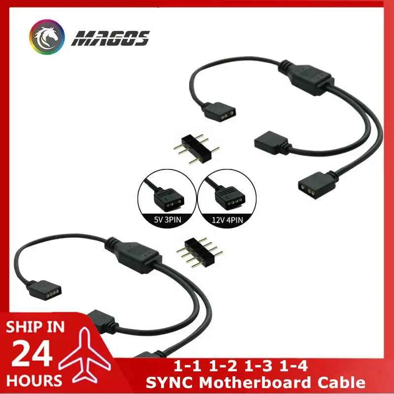 SYNC Motherboard Cable RGB Splitter 12V 4Pin 5V 3Pin Header Addressable RGB Hub Transfer Extension Cable For ASUS GIGABYTE MSI