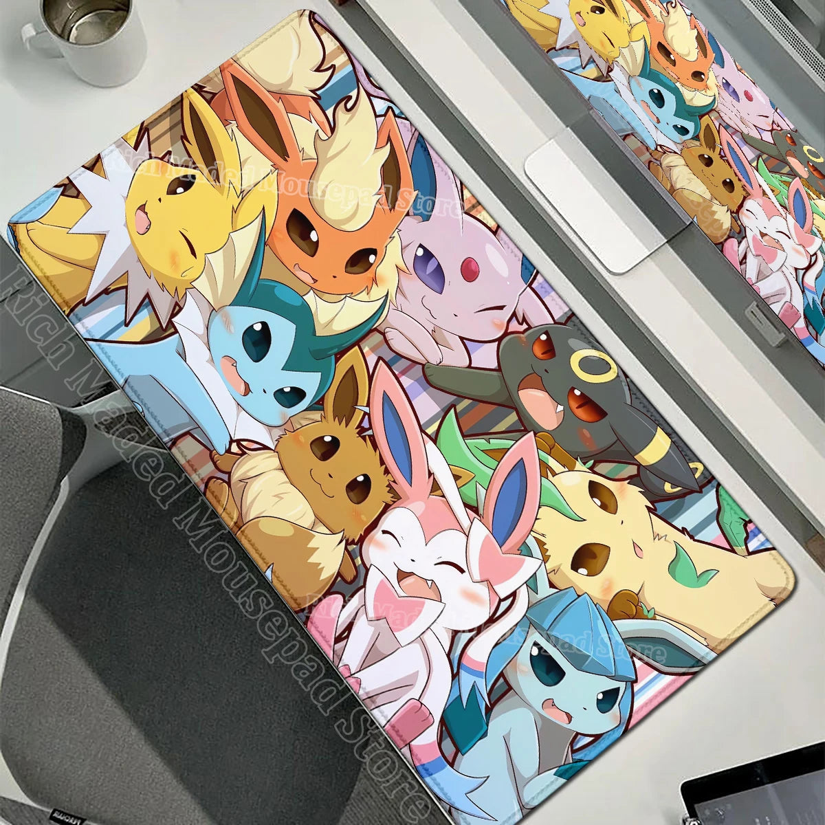 Game Card Pad Gaming Carpet Anime Keyboard Pad Pokemon Eevee Mousepad Gamer Mouse Pads Laptop Extended Desk Mat PC Cabinet Rug