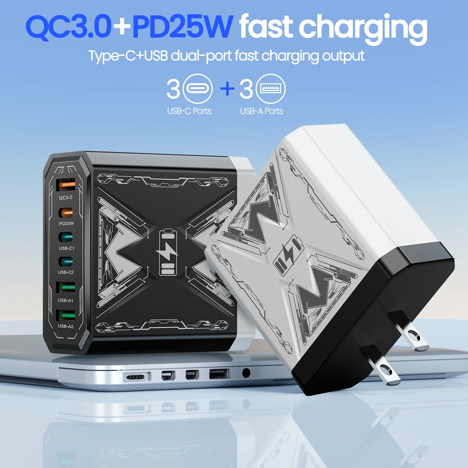 6-in-1 Fast Charger for iPhone 17/16/15 — Type-C Port / USB-C Charger