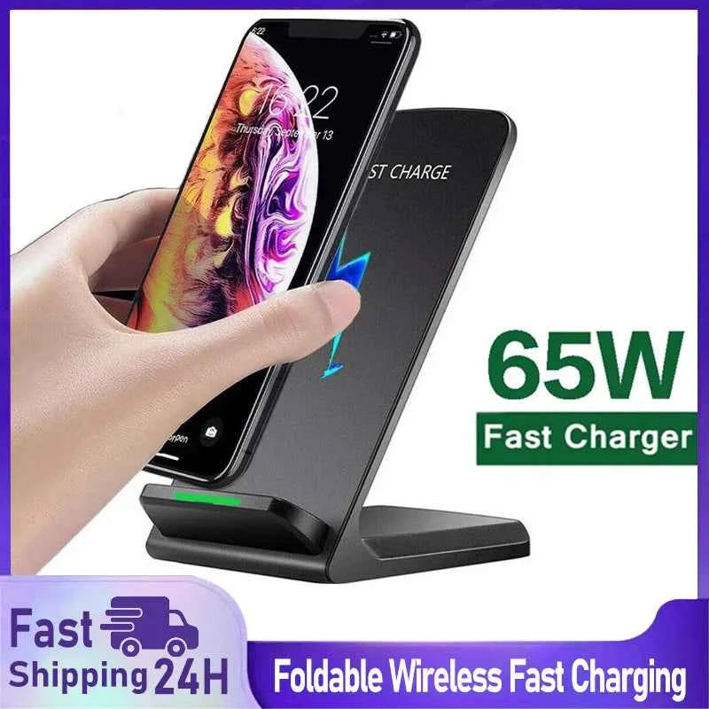 65W Fast Wireless Charger Stand Pad for iPhone 17 16 15 14Pro Samsung Xiaomi Phone Chargers Induction Fast Charging Dock Station