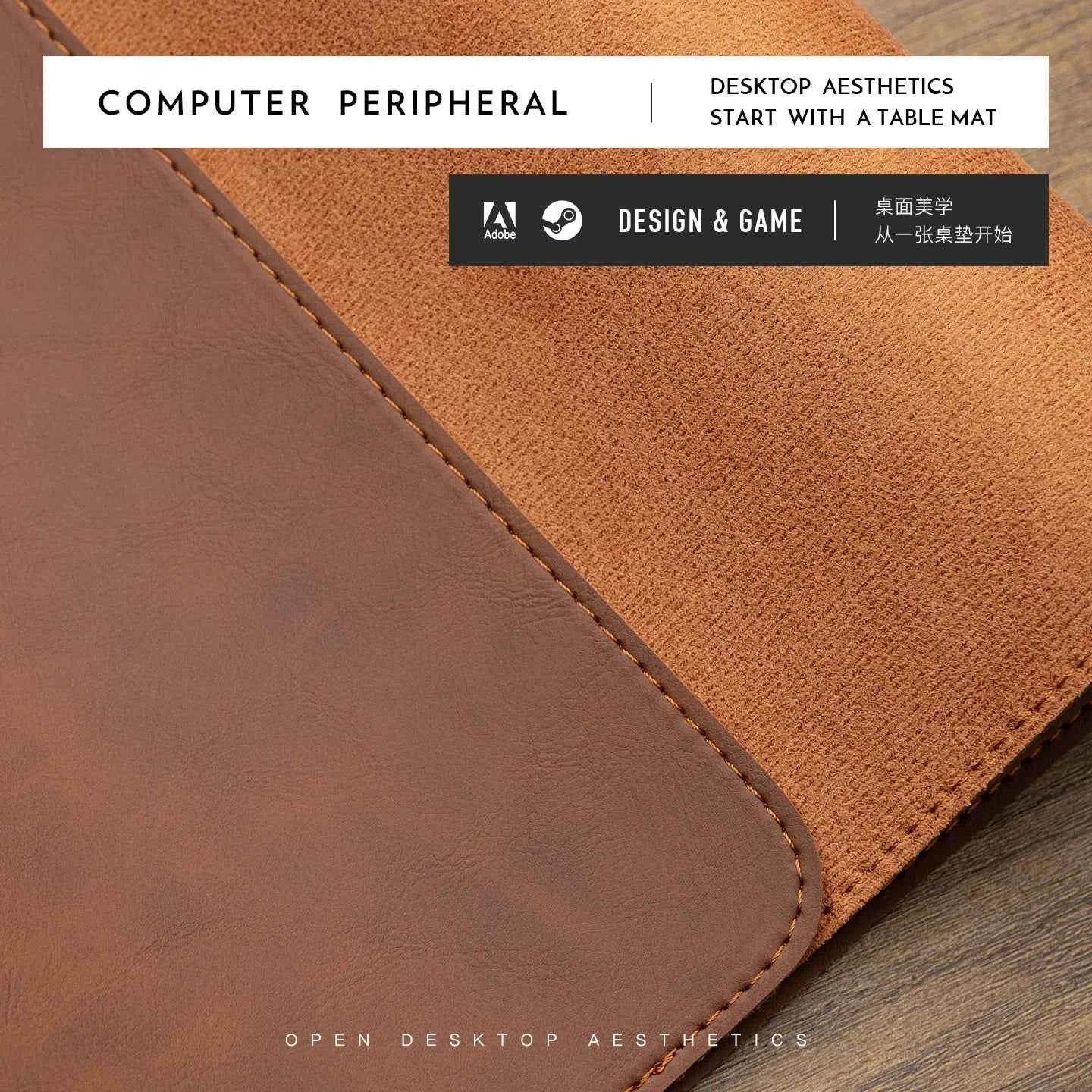 Crazy Horse Texture Pu Mousepad Portable Mouse Pad Large Gaming Waterproof Non-slip Suede Desk Mat Computer Keyboard Desk Pad