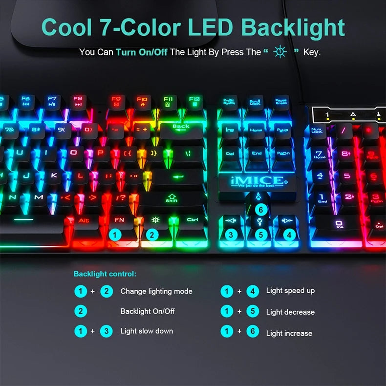 RGB Backlit Wired Ergonomics Design Keyboard Set,Waterproof Luminous Gaming Keyboard And Mouse Combo,PC Accessories For Gaming