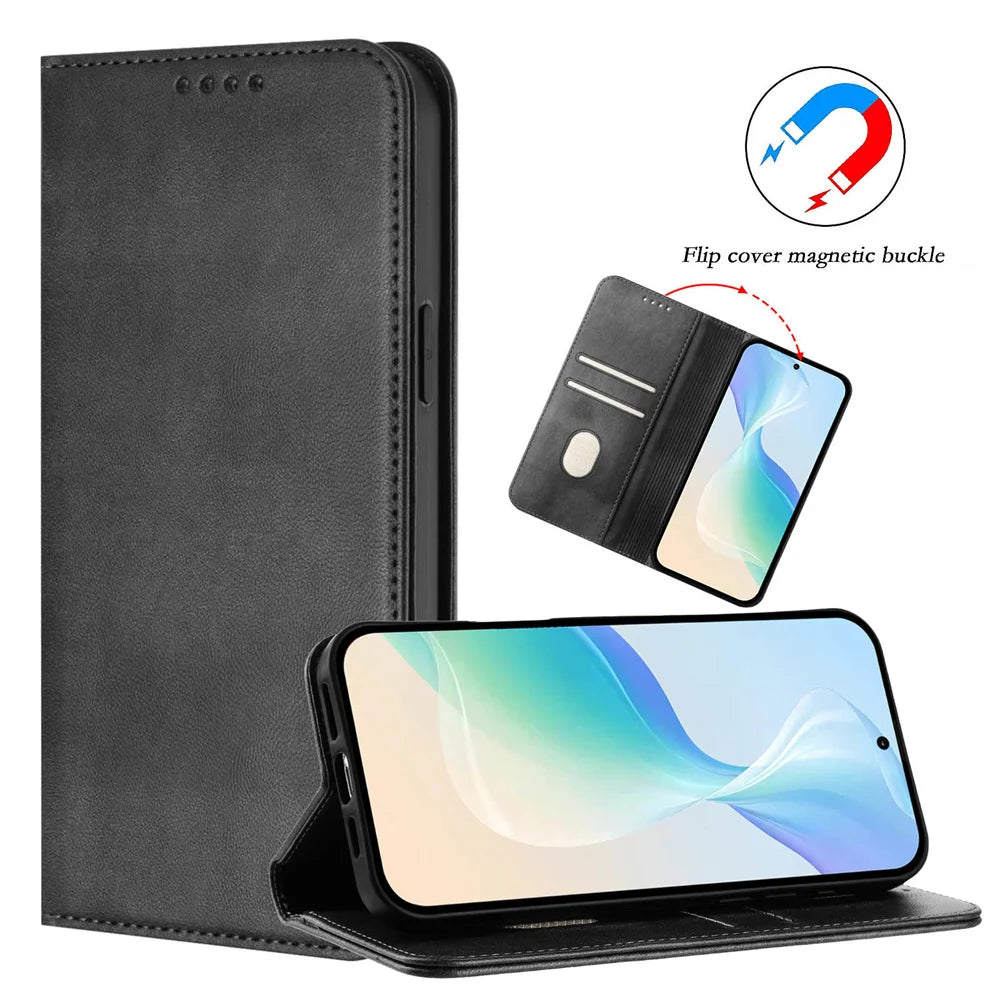 For iPhone 17 Pro Magnetic Wallet Flip Luxury Leather Case on For iPhone 17 16 15 14 13 12 11 Pro Max Plus 17 Air 16E Back Cover