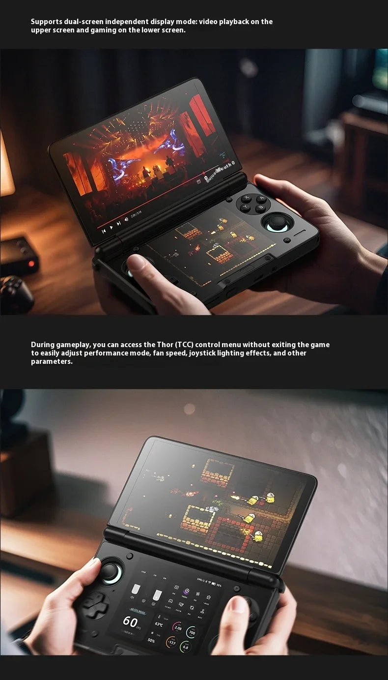 AYN Thor Game Console Portable 6 Inch 1080P 120Hz AMOLED Screen 6000mAh Dual Screen Handheld Flip Console Android Game Machine