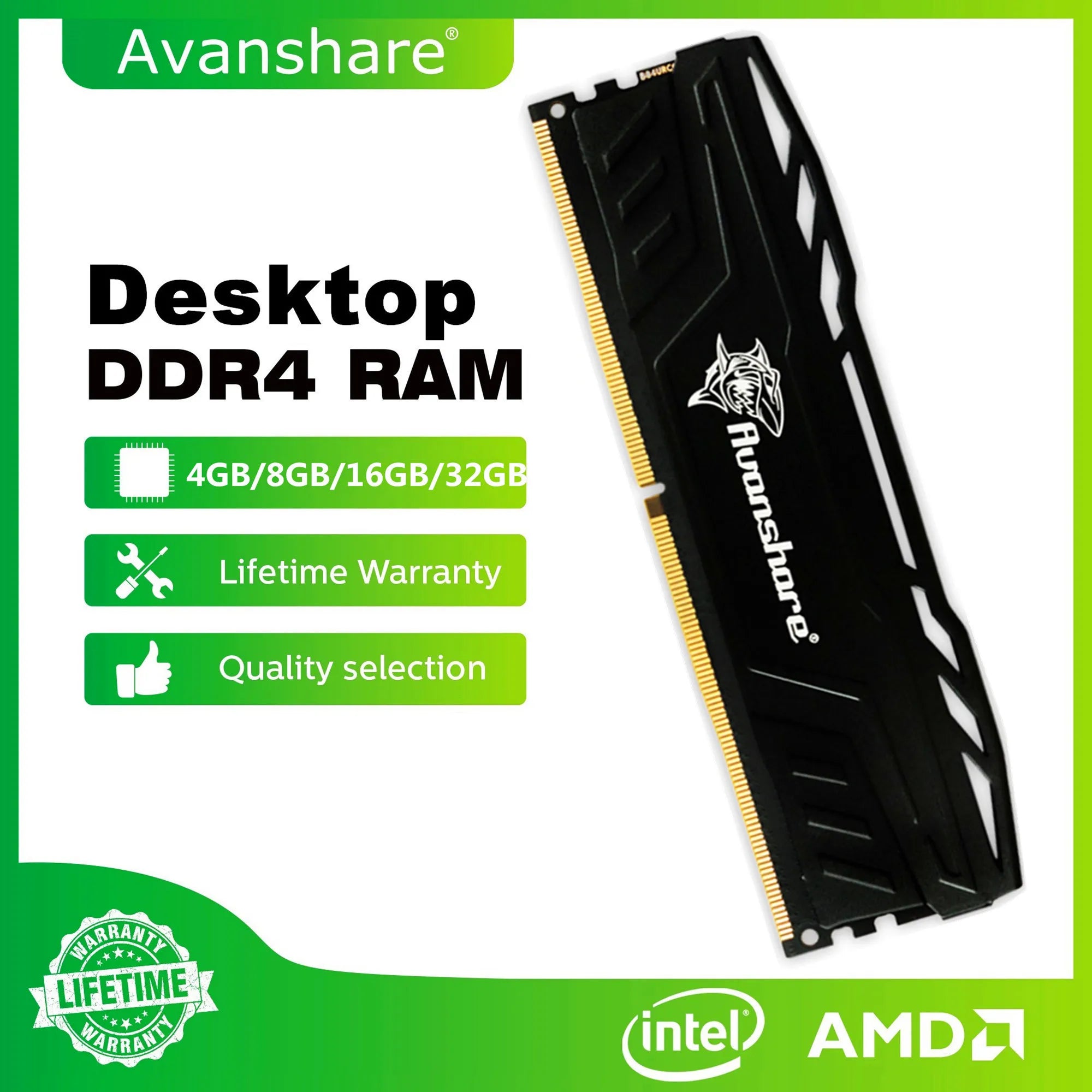 Avanshare DDR4 8GB 16GB 3200MHz 2666MHz 2400MHz DDR4 Ram Memory DDR5 4800MHz 5600MHz 6400MHz 32GB UDIMM 288pin Desktop Memory - WinSupport Tech