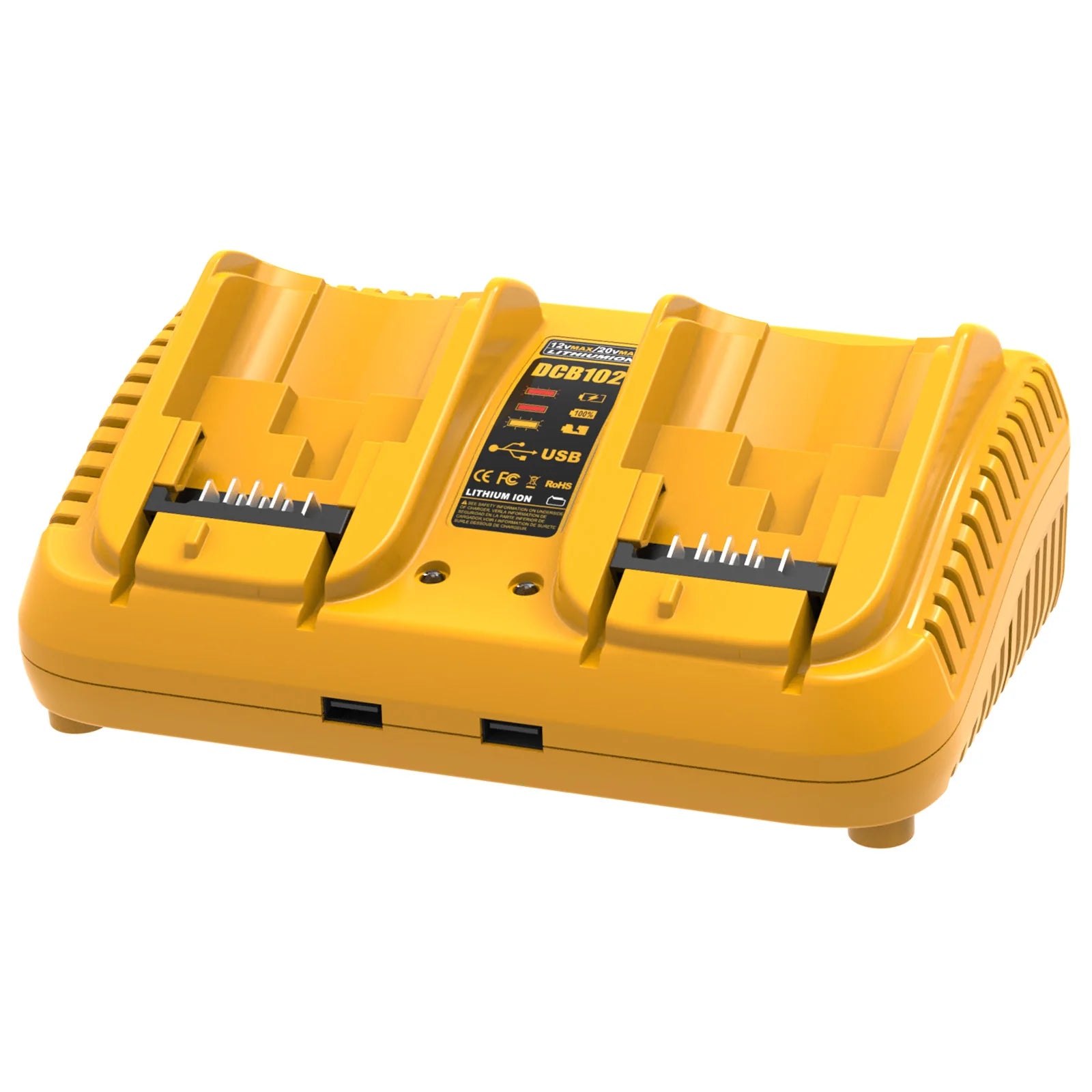 DCB102 Dual Port 3A Rapid Charger For Dewalt 12V 20V Li-ion Battery USB Charger with LED DCB205 DCB115 DCB107 DCB112