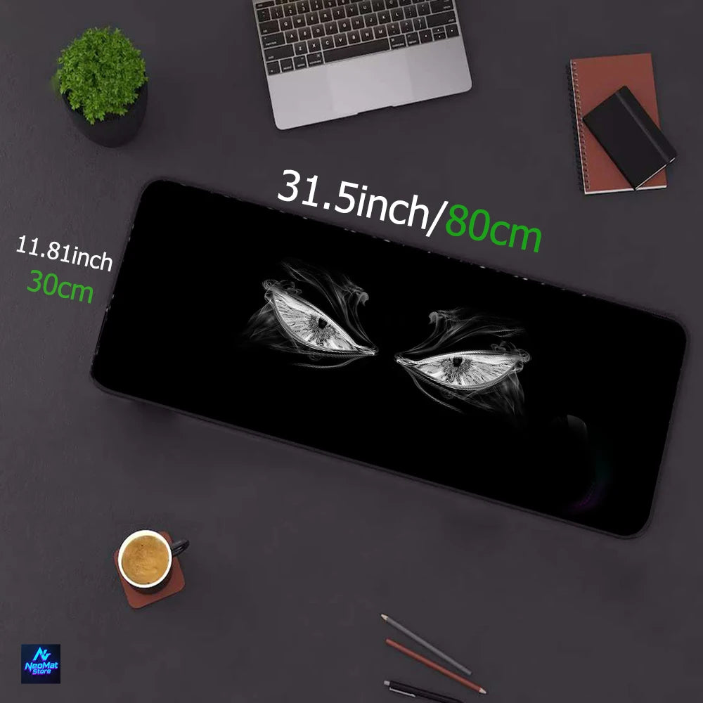 Smoke Eyes Pad Dark Artistic Desk Mat 80x30cm Rubber Nonslip Gaming Home Computer Laptop Playmat Office Mousepad Gamer Mouse Pads