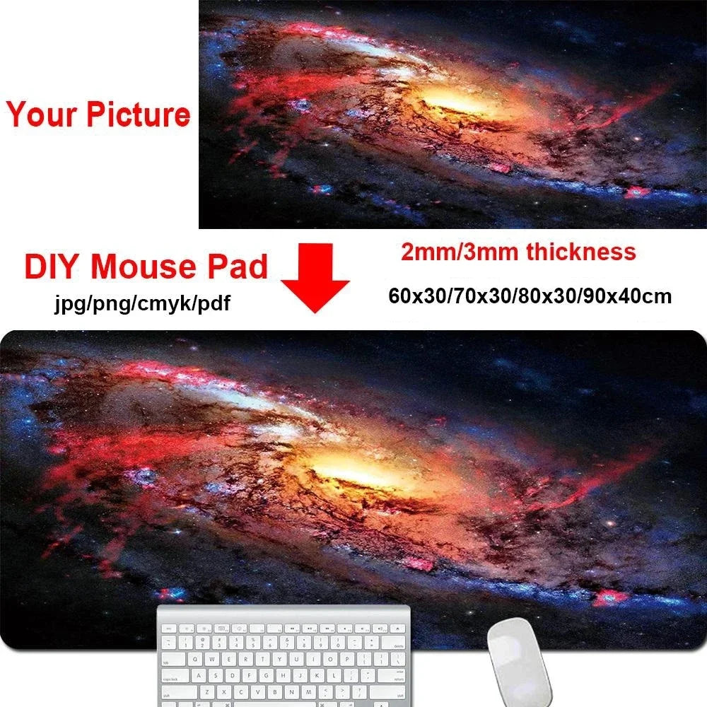 Kawaii Black Cat Mousepad Fast Delivery Keyboard Desk Mat 40x90cm Lock Edge Extend Mouse Pad Starlit Sky Office Table Protection